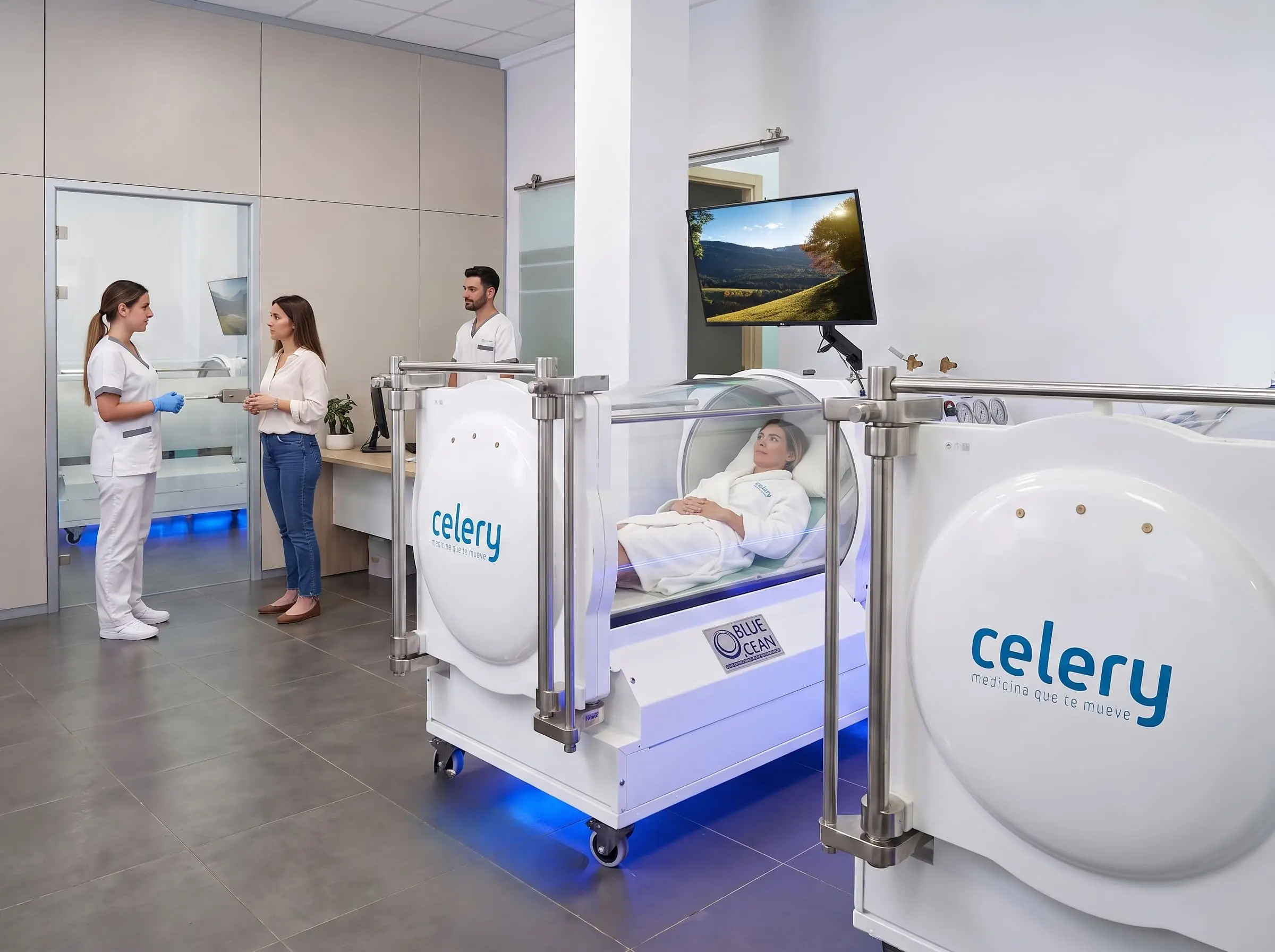 Cámara hiperbárica de Celery Move en operación